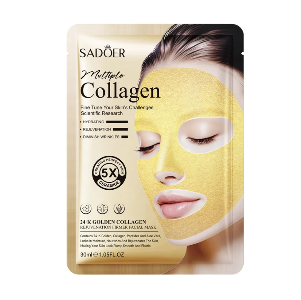 24K Gold Collagen Firming & Anti-Wrinkle Facial Mask – 30ml