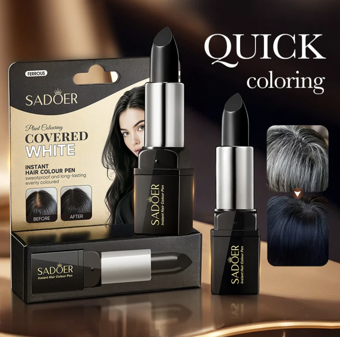 Instant Hair Dye Pen 3.8g – Black & Brown Hair Darkening for Men & Women