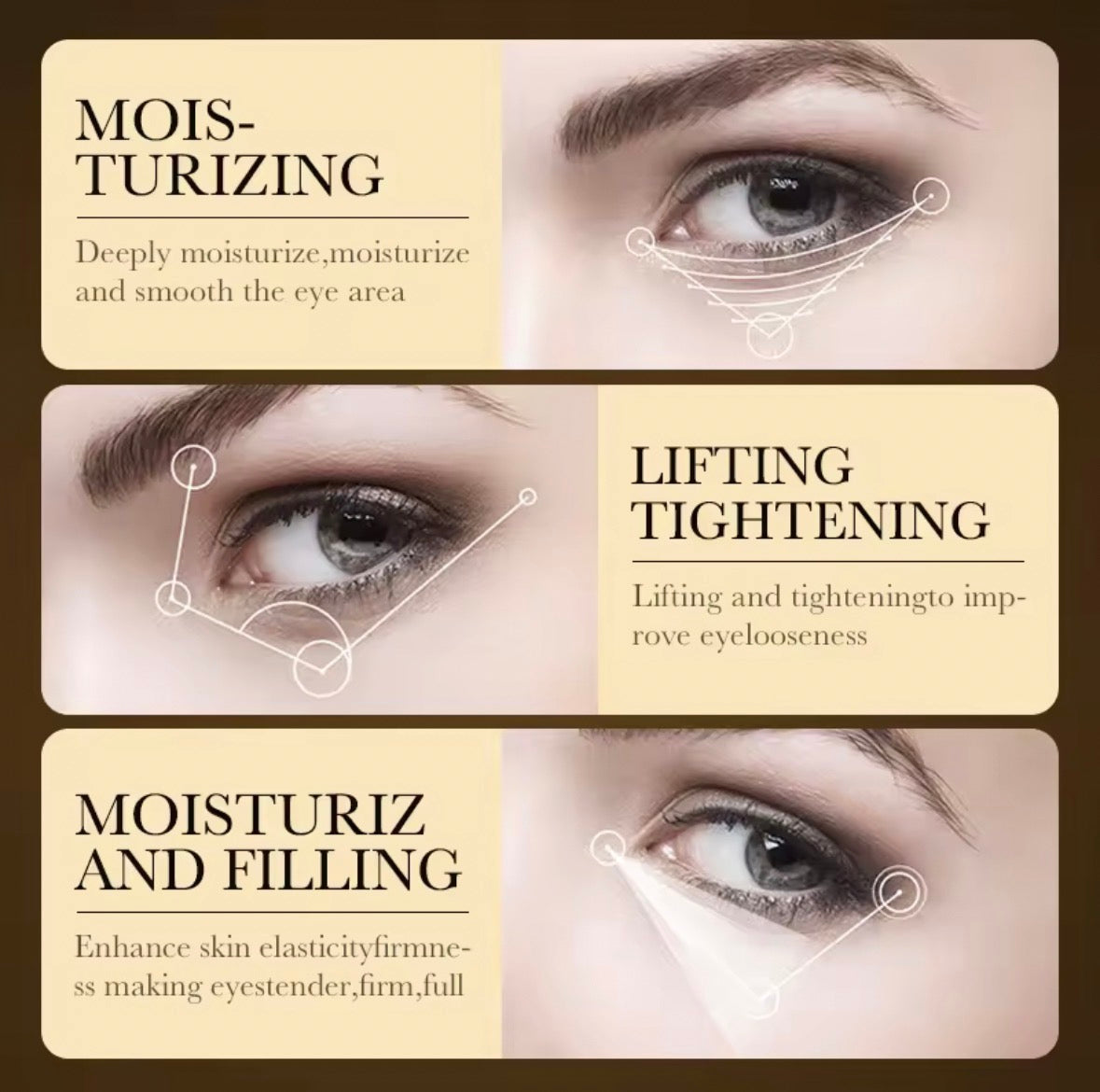 24K Gold Hyaluronic Acid Eye Cream – Anti-Dark Circles, Eye Bag Treatment & Firming Moisturizer