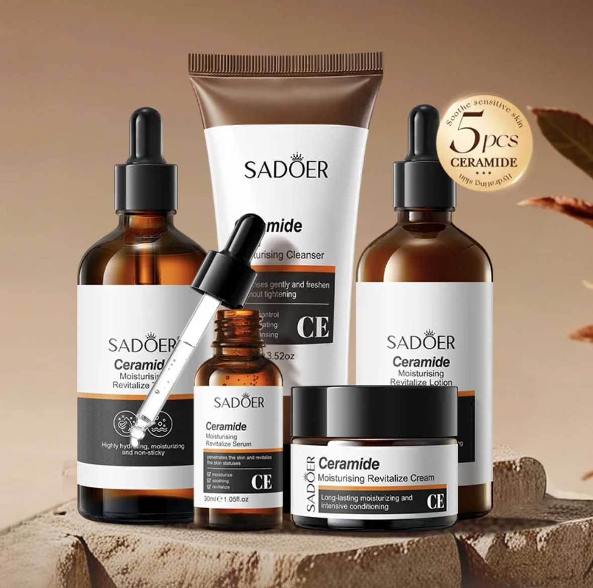 Ceramide Moisturizing & Revitalizing 5-Piece Skin Care Set – Deep Hydration & Barrier Repair