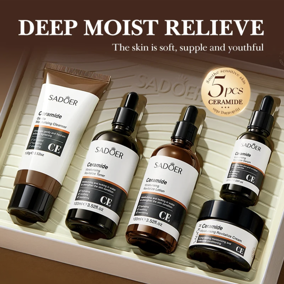 Ceramide Moisturizing & Revitalizing 5-Piece Skin Care Set – Deep Hydration & Barrier Repair
